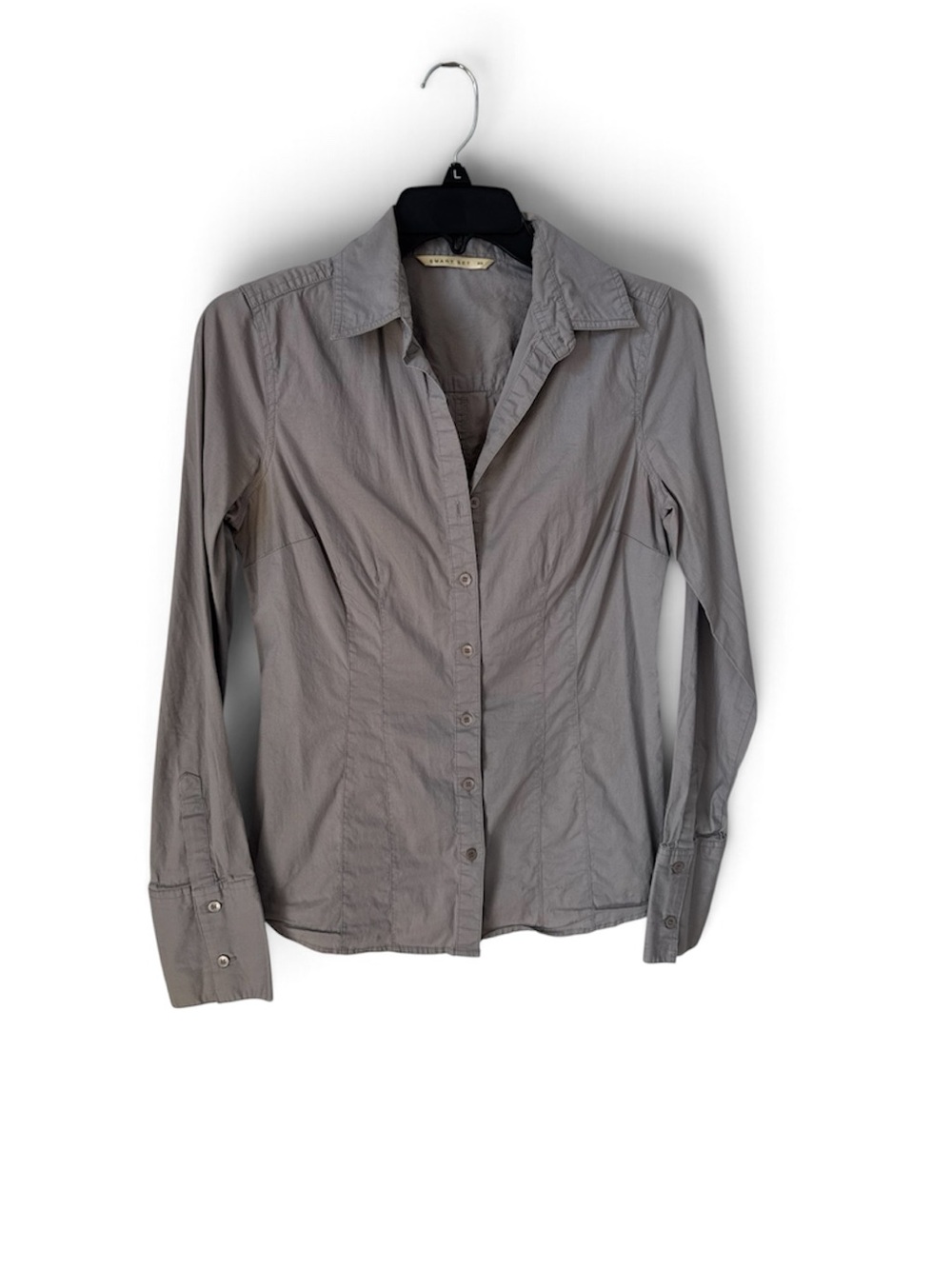 Smart Set Tailored Button-Front Shirt Jacket - Gray